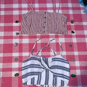 Set of 2 striped cropped tops